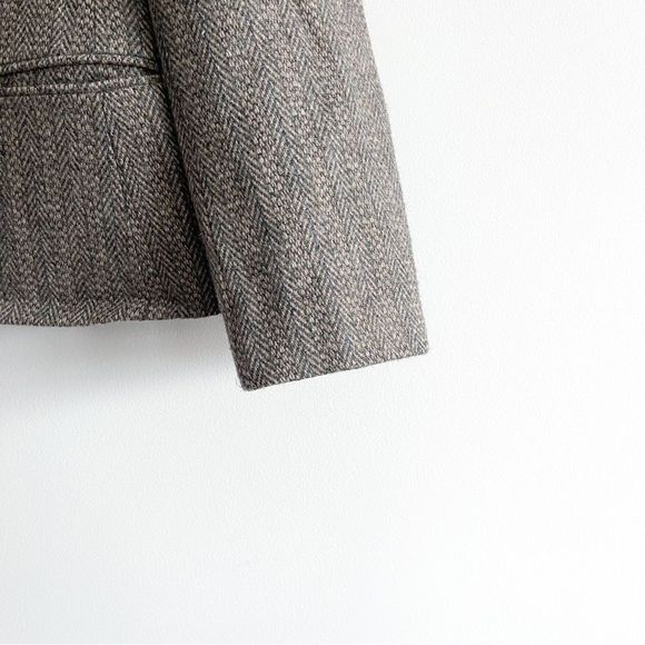 Vintage Baycrest Blazer Wool Silk Tan Gray Tweed Velvet Collar Women's 12 Jacket - Picture 3 of 7